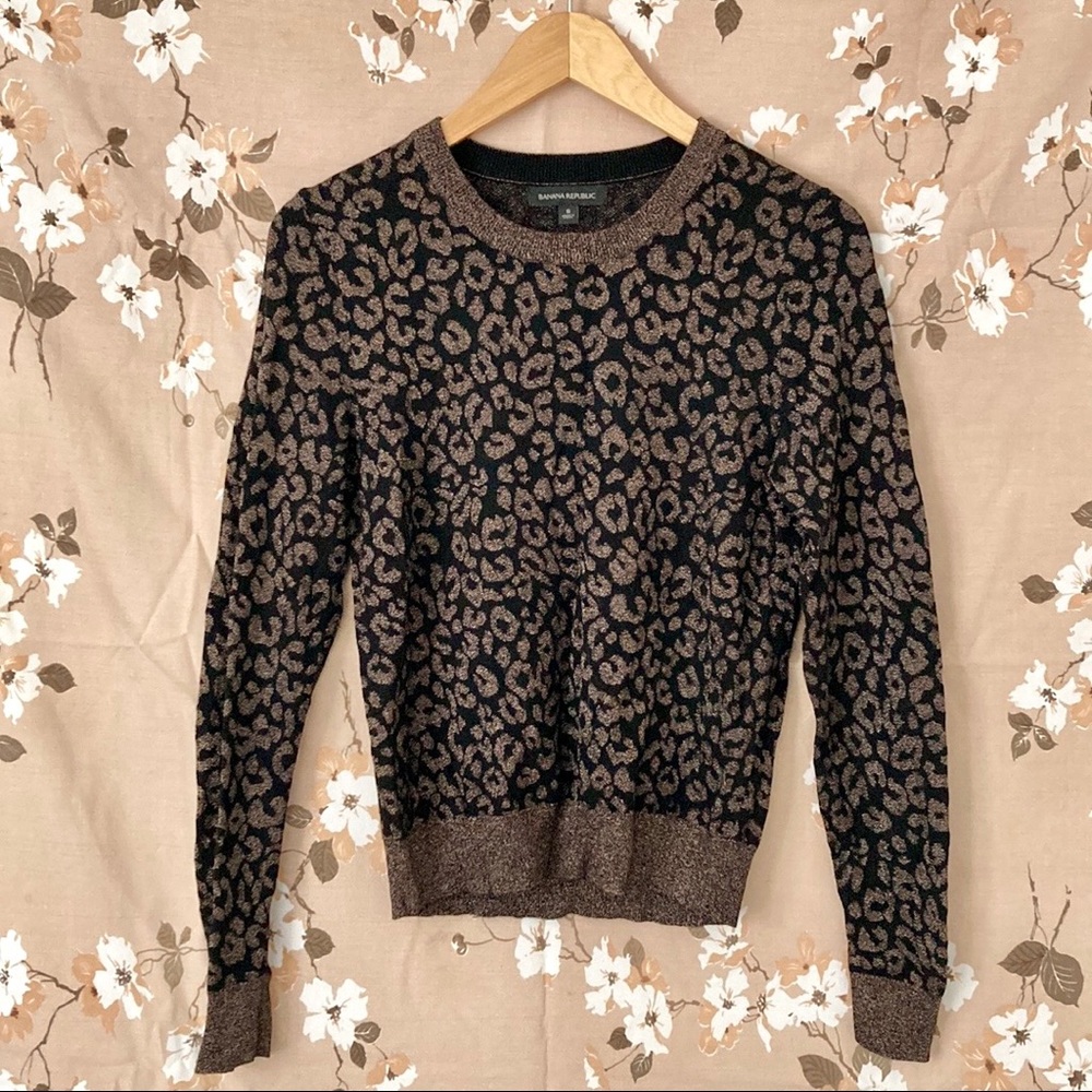 Banana Republic Metallic Animal Print Sweater - S